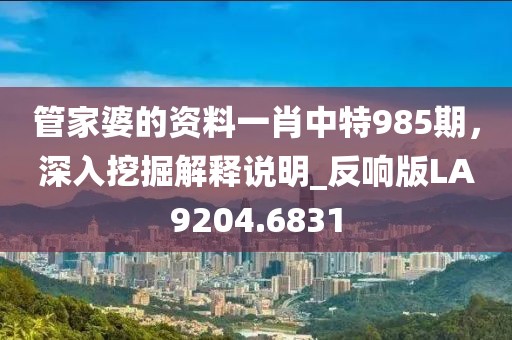 管家婆的资料一肖中特985期，深入挖掘解释说明_反响版LA9204.6831