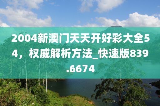 2004新澳门天天开好彩大全54，权威解析方法_快速版839.6674