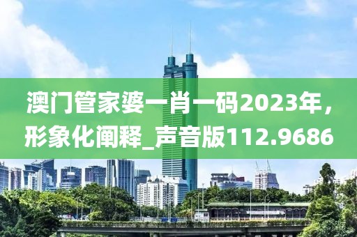 澳门管家婆一肖一码2023年，形象化阐释_声音版112.9686