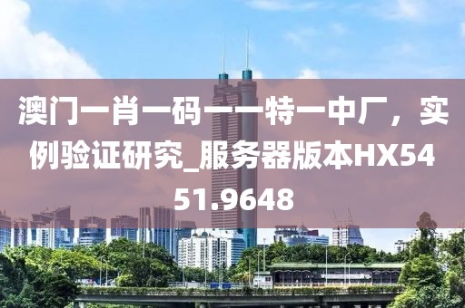 澳门一肖一码一一特一中厂，实例验证研究_服务器版本HX5451.9648