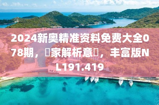 2024新奥精准资料免费大全078期，專家解析意見，丰富版NL191.419